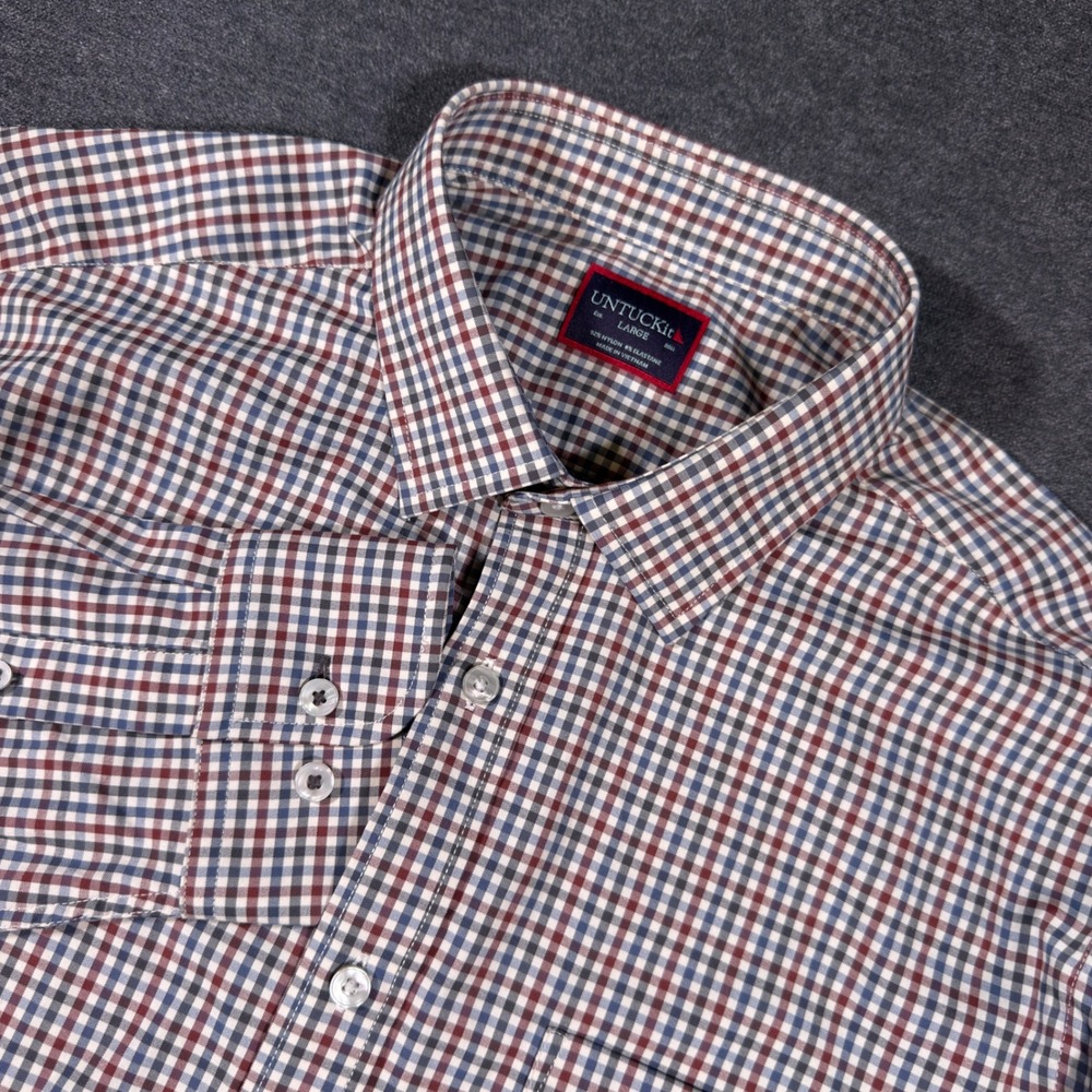 UNTUCKit Button Down Shirt Men Large Multicolor Plaid Long Sleeve Performance